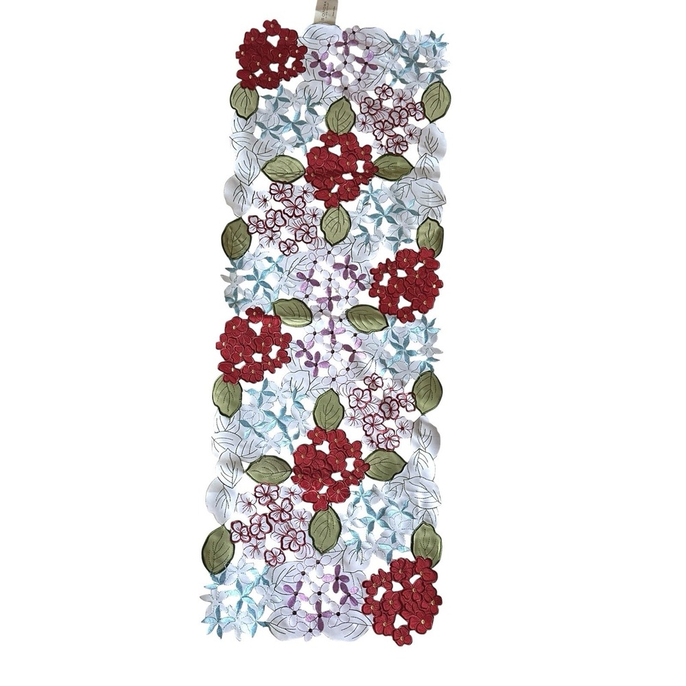 Vintage Sonoma Life Style Table‎ Runner 13x36 inch Cut Out Flower Multicolor